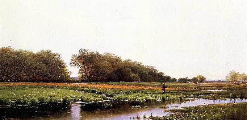 Alfred Thompson Bricher Hunter in the Meadows of Old Newburyport, Massachusetts Spain oil painting art